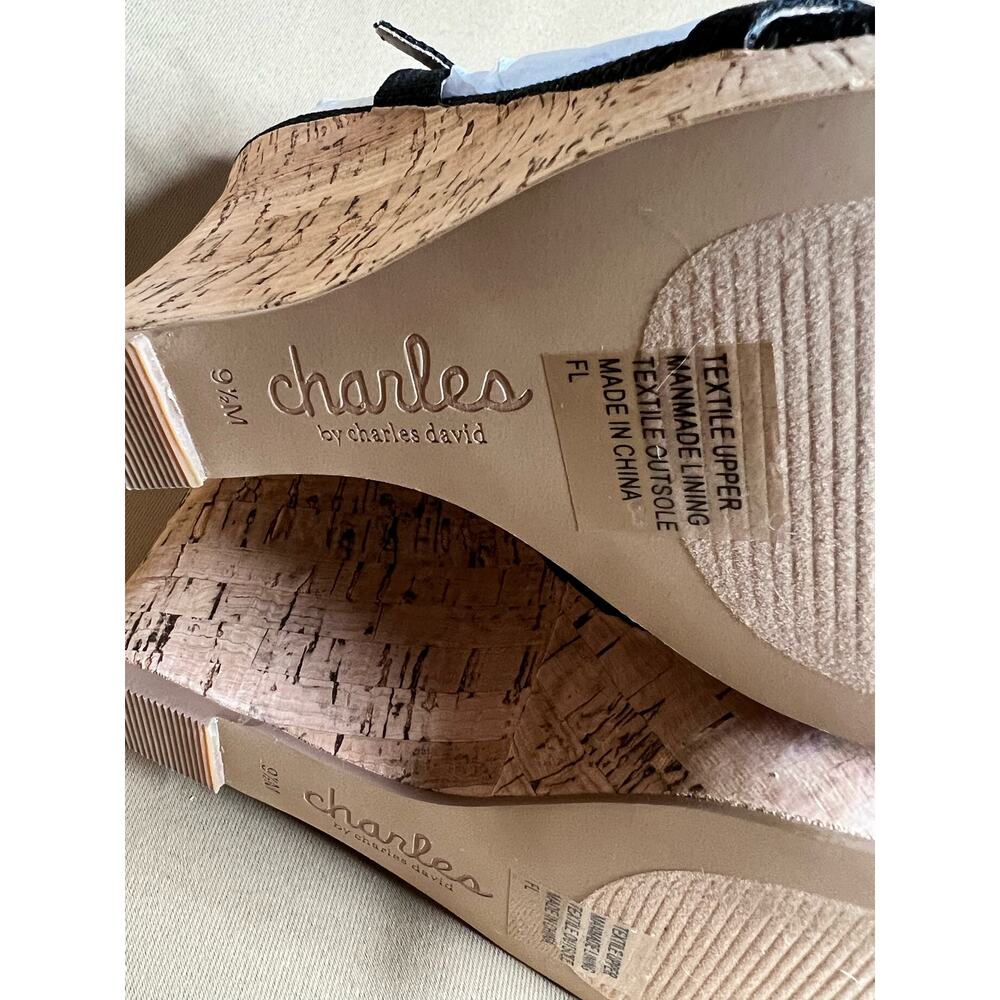 Charles by Charles David La Jolla Shell Wedge Size 9.5 Black NEW - Picture 10 of 14